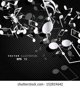 Abstract musical background with carbon texture