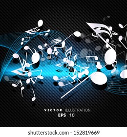 Abstract musical background with carbon texture