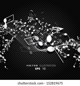 Abstract musical background with carbon texture