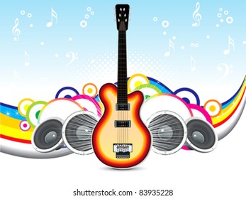 abstract musical background with guitar vector illustration