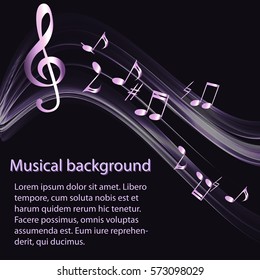 Abstract musical background with music notes and a treble clef