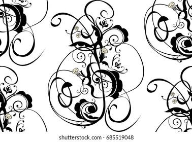 Abstract musical background with music notes and floral.