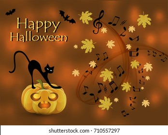 Abstract musical background on Halloween