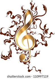 Abstract musical background with treble clef.