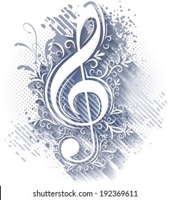 Abstract musical background with treble clef. 