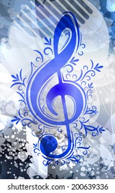 Abstract musical background with treble clef. 