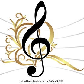 Abstract musical background with treble clef.