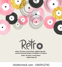 Abstract musical background with vinyl records. Poster design.