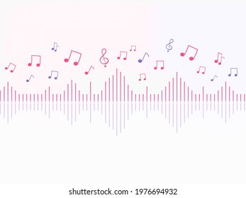 Abstract Musical Background In White And Pink Color.