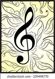 Abstract musical decor with treble clef