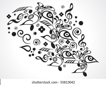 abstract musical floral objects vector illustration