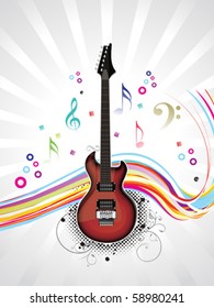 abstract musical guitar with wave vector illustration