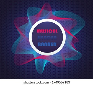 Abstract musical header, banner. Colorful waves. Vector illustration. EPS 10