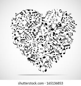 Abstract musical heart background