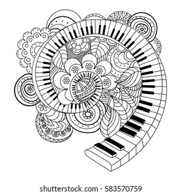 Abstract musical instrument coloring book hand drawn vector illustration