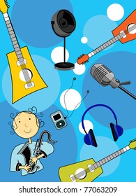 abstract musical instrument pattern background, vector wallpaper