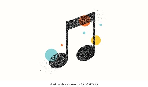 Abstract Musical Notation with Vibrant Colorful Circles Representing Sound Waves