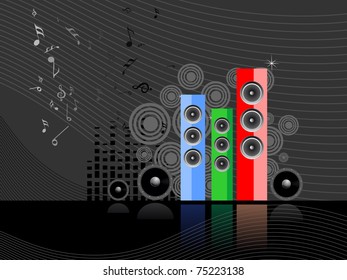 abstract musical note background with speaker, vector illustration