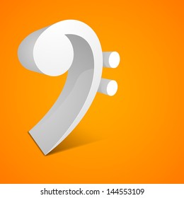 Abstract musical note on yellow background.