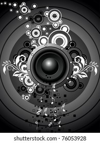 abstract musical notes background with decorated vinyl