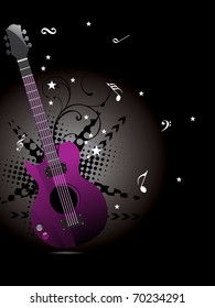 abstract musical notes background with musical instrument