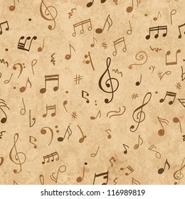 Abstract musical pattern on grunge paper for your design