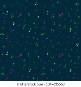 Abstract musical seamless pattern. Notes in doodle style. Vector illustration