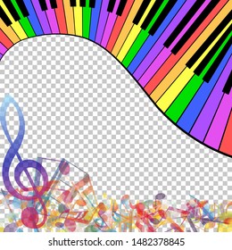 Abstract Musical Theme. Transparency Grid Background Design. Vector Illustration.