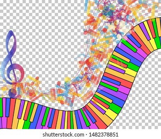 Abstract Musical Theme. Transparency Grid Background Design. Vector Illustration.
