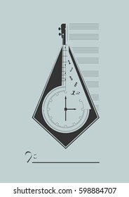 Abstract musical wall clock. Vector illustration