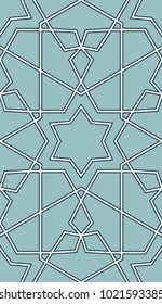 Abstract muslim pattern. Gyrich with five-beam symmetry. Sheki stained glass windows. Geometric template.