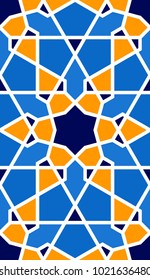 Abstract muslim pattern. Gyrich with five-beam symmetry. Sheki stained glass windows. Geometric template.