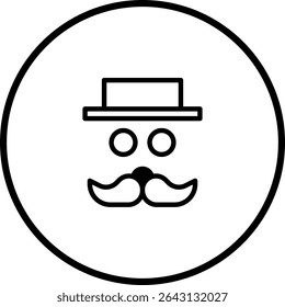 Abstract Mustache Man Icon in Circle: Minimalist Graphic Design Illustration