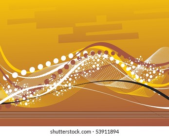 fundo de mostarda abstrato com ondas pontilhadas, listras