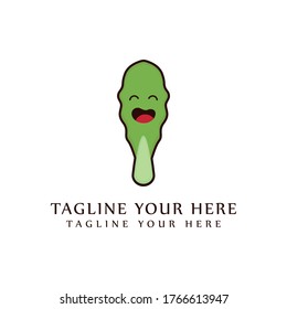 abstract mustard leaf logo with a funny character design concept.