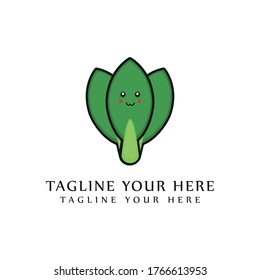 abstract mustard leaf logo with a funny character design concept.