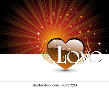 abstract mustard rays background with shiny heart