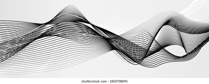 Abstract muted background with black wavy lines. Vector illustration.