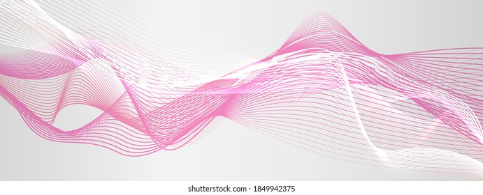 Abstract muted background with pink wavy lines. Vector illustration.