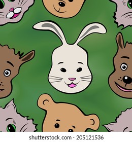 Abstract muzzles of animals, seamless pattern, EPS8 - vector graphics