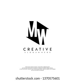 abstract MW logo letter in shadow shape design concept