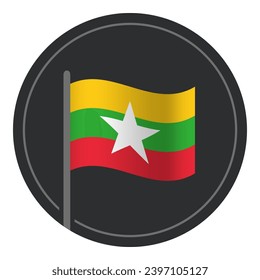 Abstract Myanmar Flag Flat Icon in Circle Isolated on White Background