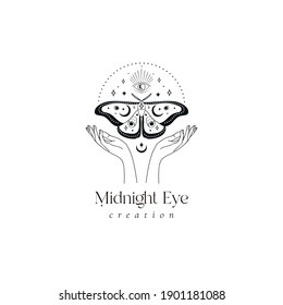 Abstract Mystic Butterfly Moth And Eye Logo Design