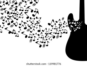 abstract mystical background with guitar vector illustration
