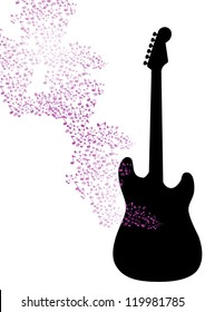 abstract mystical background with guitar vector illustration