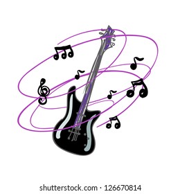 abstract mystical background with guitar vector illustration