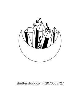 abstract mystical image of wild poisonous witch mushrooms. cosmic moon phases and rituals