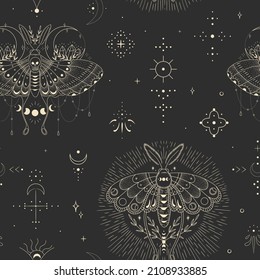 abstract mystical image of wild poisonous witch mushrooms. cosmic moon phases and rituals