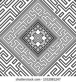 Abstract mystical maze symbol. Labyrinth print.