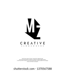 abstract MZ logo letter in shadow shape design concept
